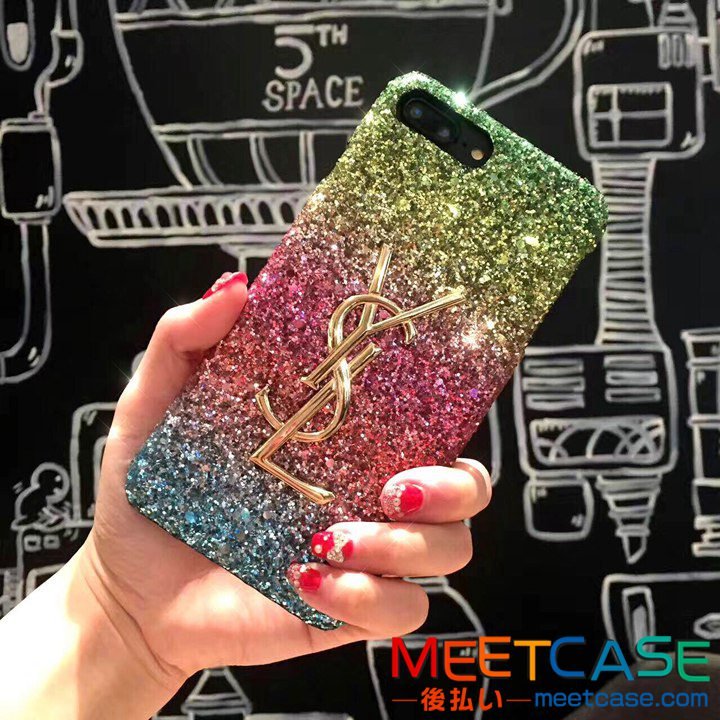 イヴサンローラン キラキラ iphone8ケース 女性向け